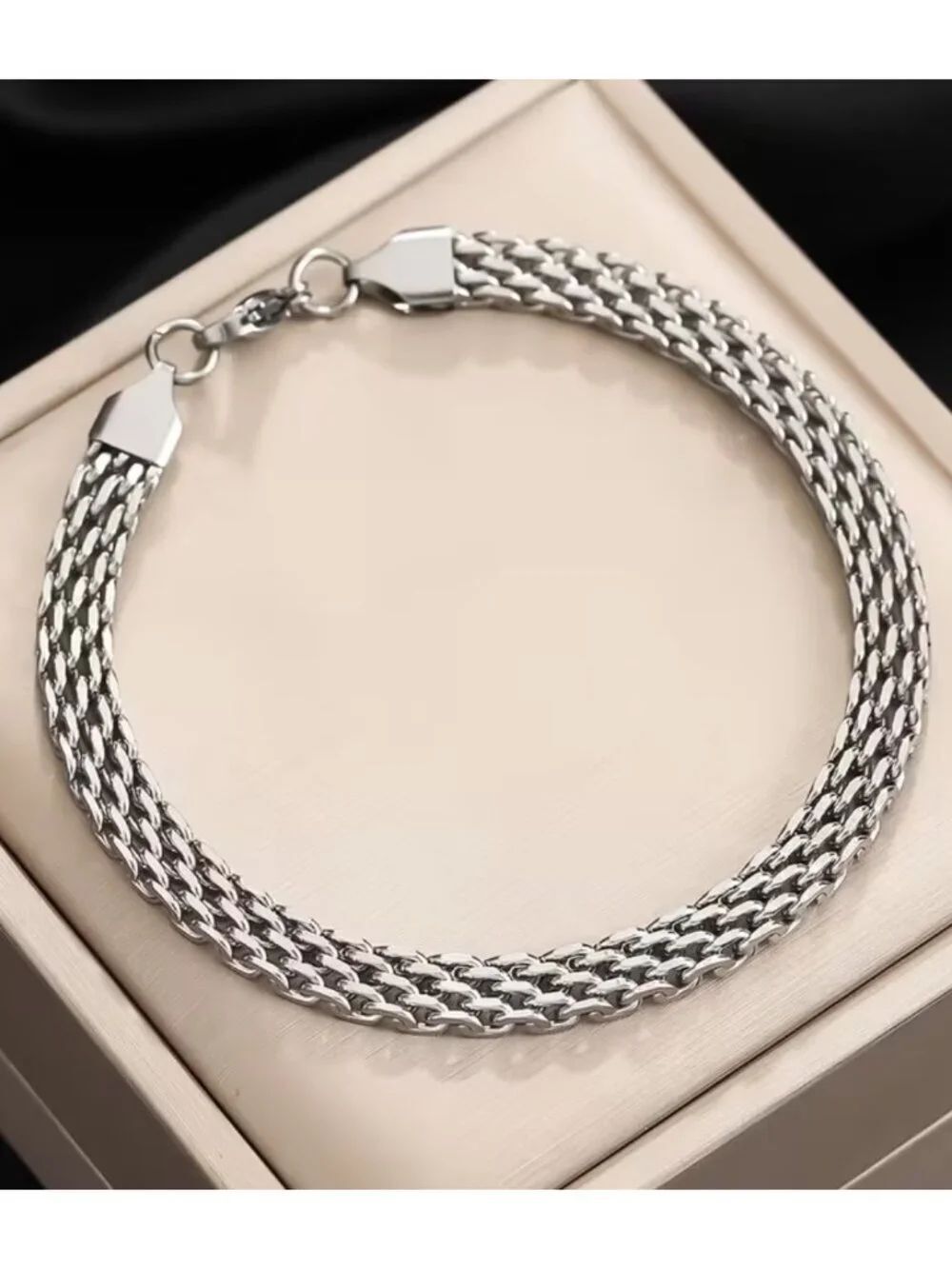 NWT 304 Stainless Steel Woven Mesh Chain Bracelet Unisex 6mm Minimalist